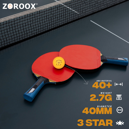 ZOROOX Professional Table Tennis Balls (3 Star) - White | Orange - Pack Of 18, 40+ ABS 2.7G 40 mm