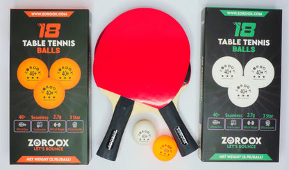 ZOROOX Professional Table Tennis Balls (3 Star) - White | Orange - Pack Of 18, 40+ ABS 2.7G 40 mm