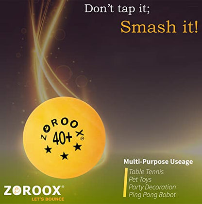 ZOROOX Professional Table Tennis Balls (3 Star) - White | Orange - Pack Of 18, 40+ ABS 2.7G 40 mm